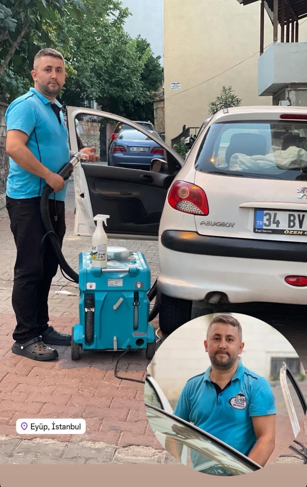 Mavi ve krem berjer koltuk takımı yerinde yıkama